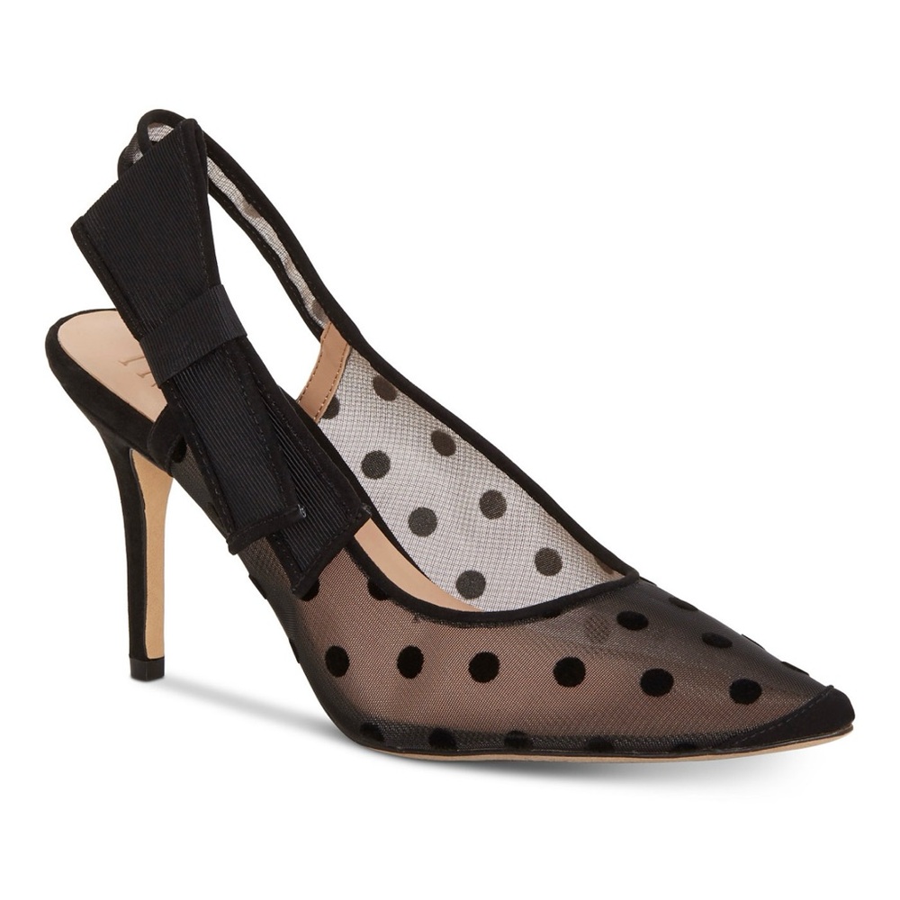 INC Black Polka Dot Slingback Heels NWOT